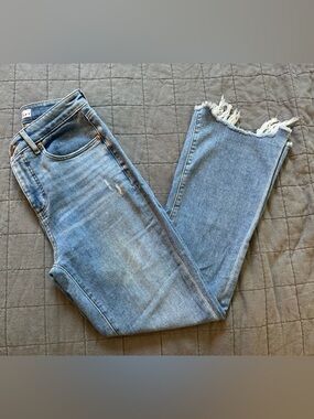 LOFT Light Blue Ankle Jeans with Frayed Hem